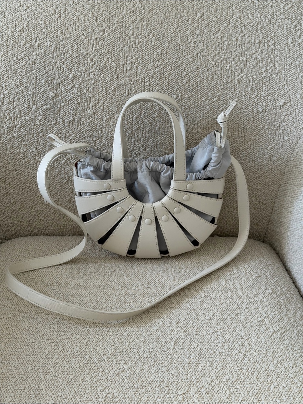 Bottega Veneta Shell Small Bag White & Frost Gold